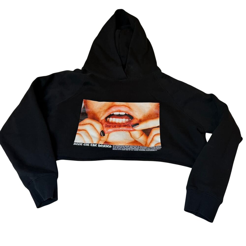 Don't Eat The Homies Black Crop Hoodie Size S
